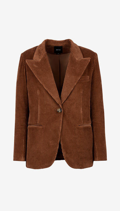 Brown corduroy blazer on a white background