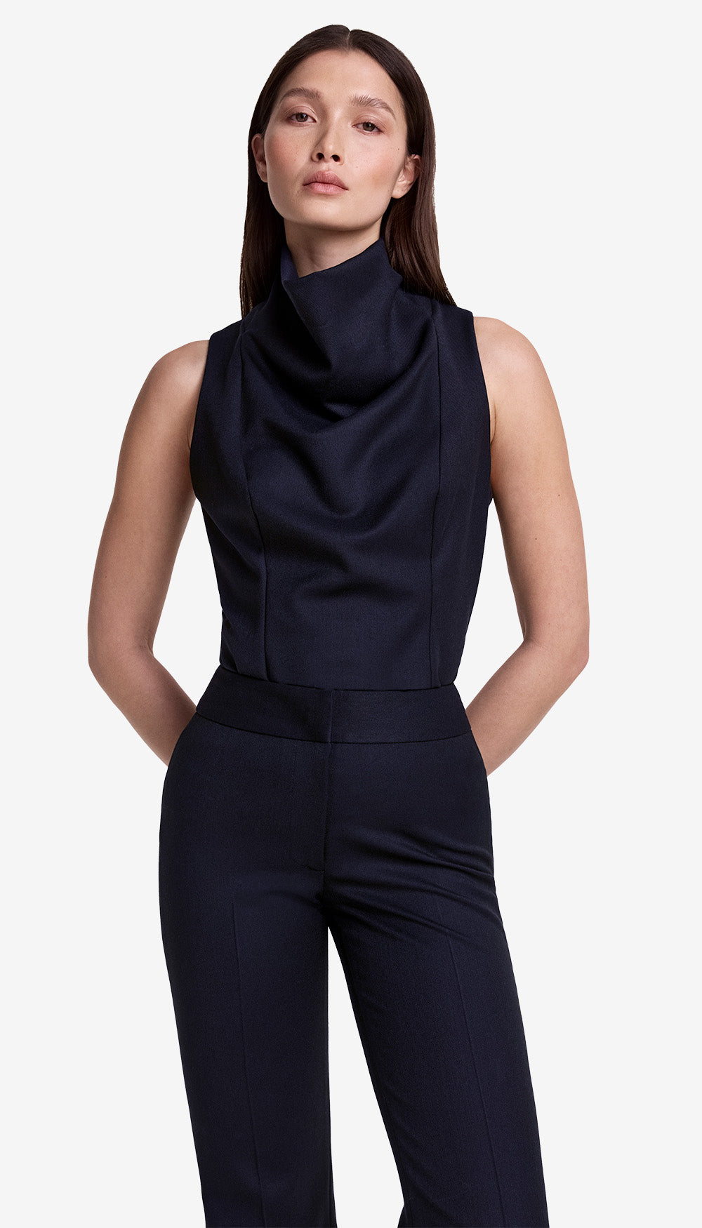 Funnel Neck Shell in Deep Navy | SMYTHE