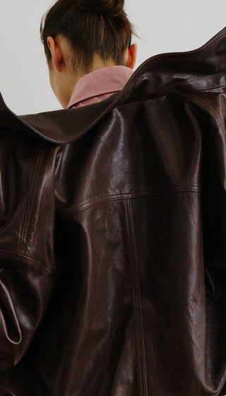 Oversized Leather Bomber