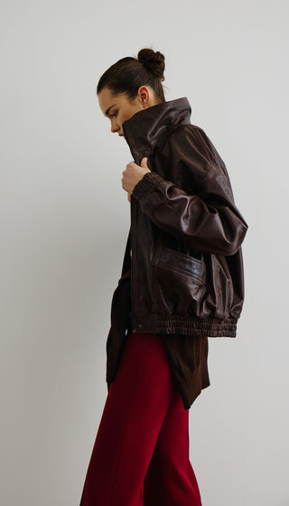 Oversized Leather Bomber