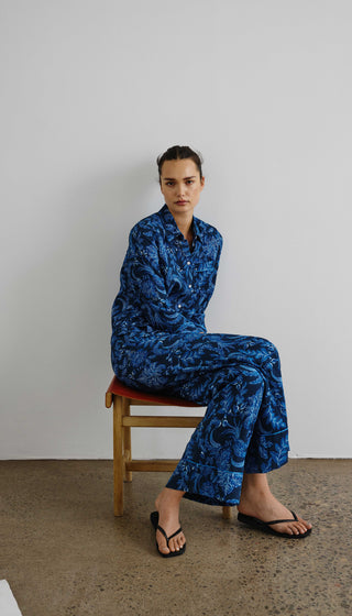 Piped Side Zip Palazzo Pant