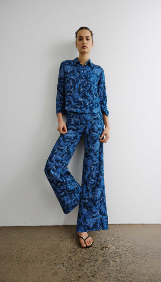 Piped Side Zip Palazzo Pant