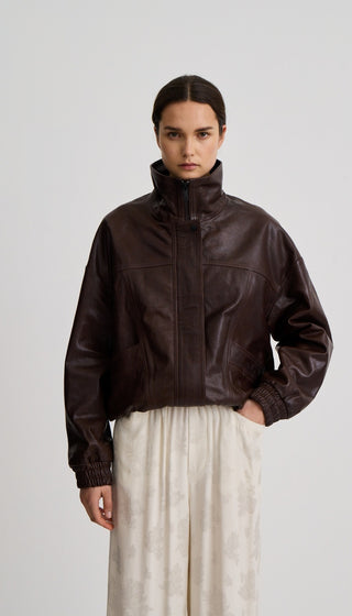 Oversized Leather Bomber