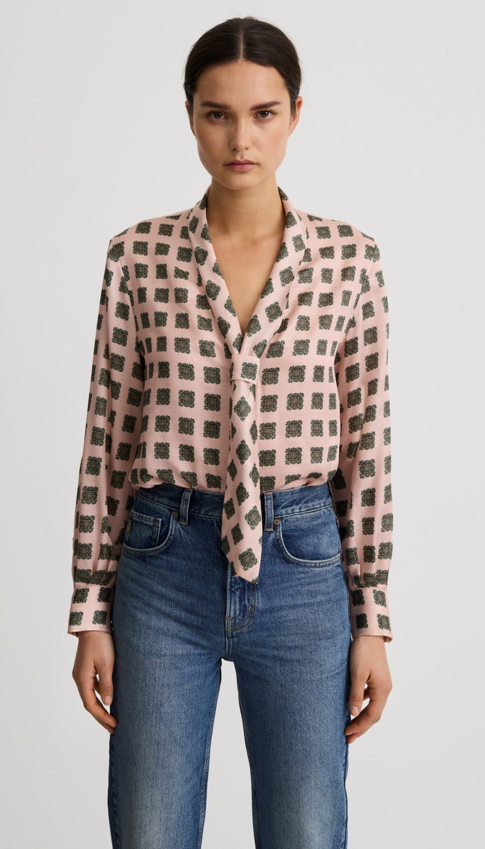 V-Necktie Blouse