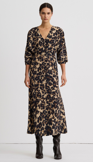 V-Neck Flounce Hem Dress
