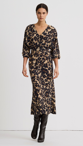 V-Neck Flounce Hem Dress