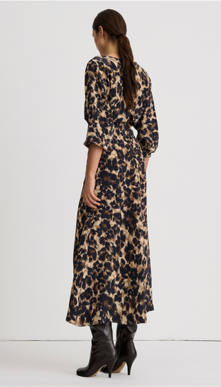 V-Neck Flounce Hem Dress