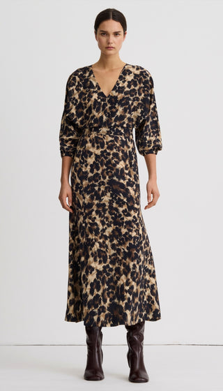 V-Neck Flounce Hem Dress