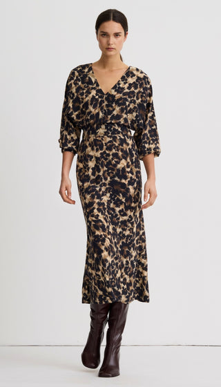 V-Neck Flounce Hem Dress