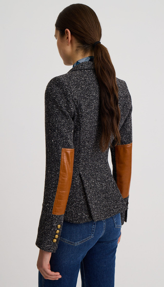 One Button Blazer With Rectangle Elbow Patch