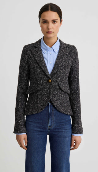 One Button Blazer With Rectangle Elbow Patch