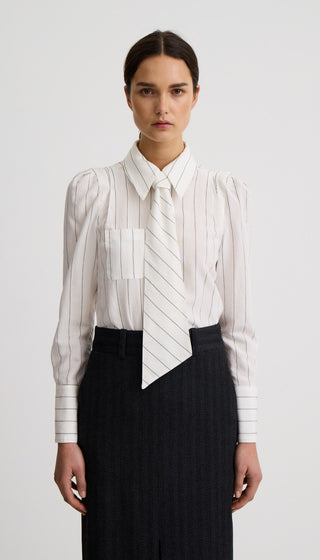Neck Tie Box Pleat Shirt