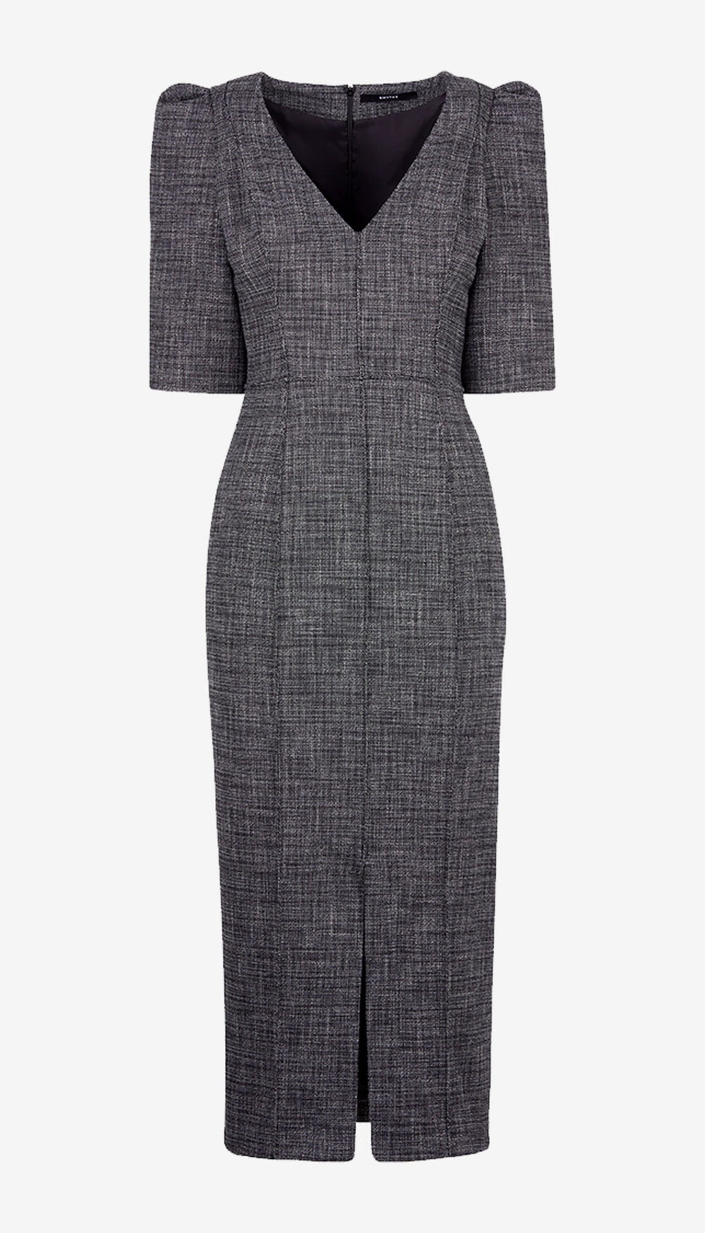 Box Pleat V-Neck Midi Dress - Pepper Tweed – SMYTHE