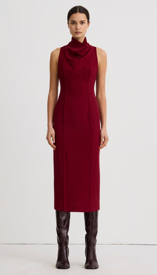 Funnel Neck Midi Dress