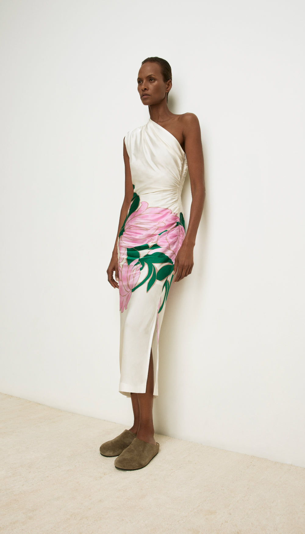 magnolia one-shoulder asymmetric body-con midi dress Dress The Population Magnolia Dress - Black