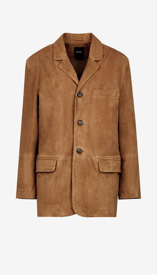 Brown suede jacket on a white background