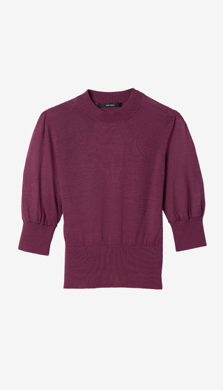 Purple sweater with puff sleeves on a white background
