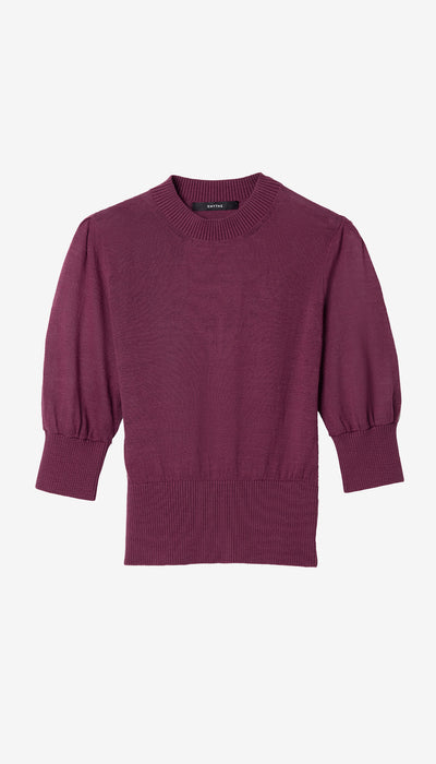 Purple sweater with puff sleeves on a white background