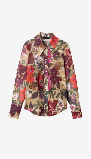 Floral patterned shirt on a white background