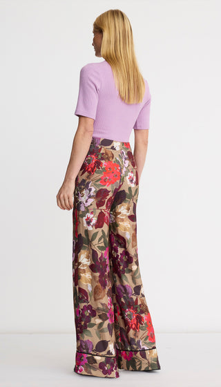 Piped Side-Zip Palazzo Pant