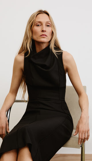 Funnel Neck Midi Dress