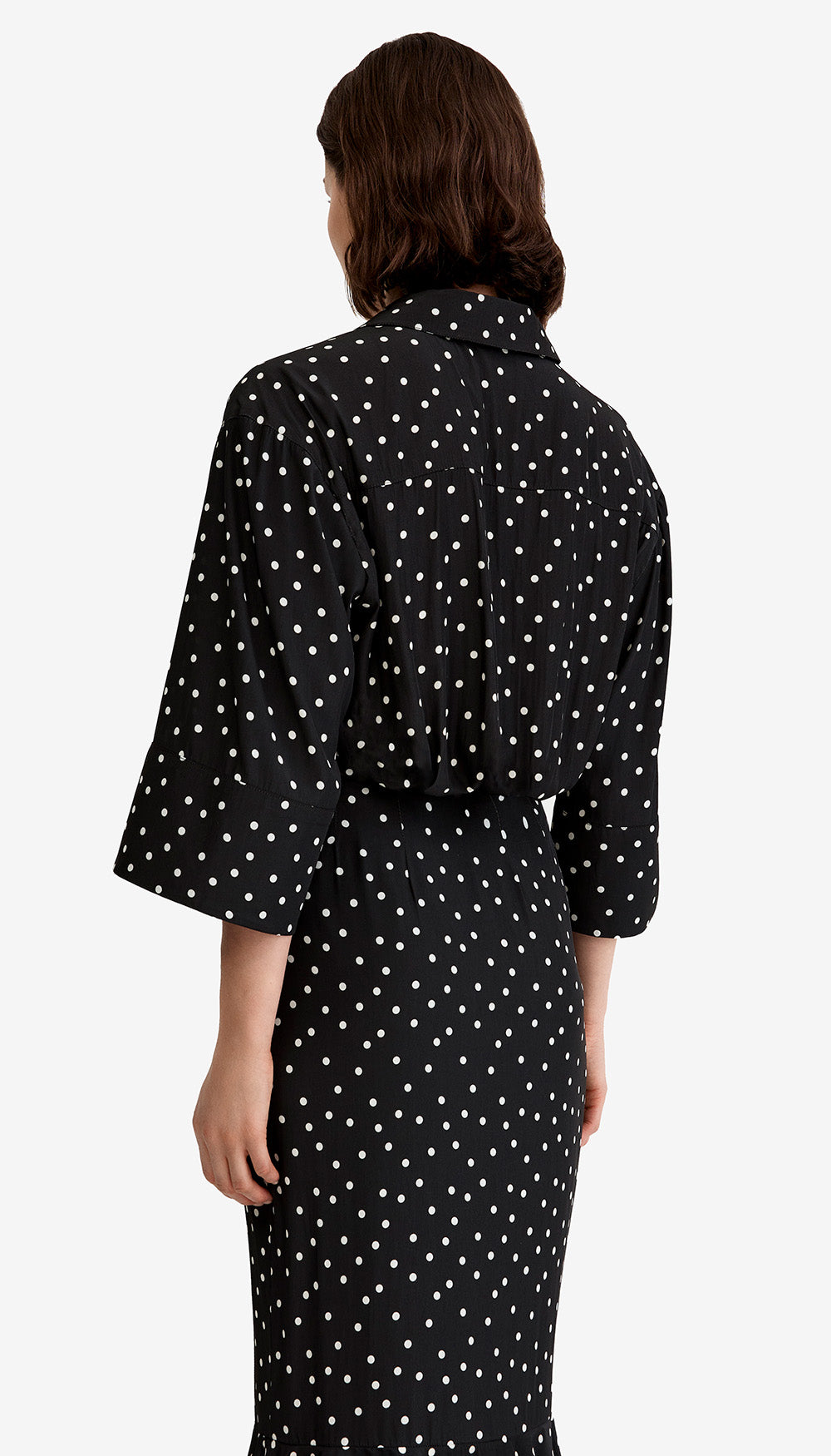 3/4 Sleeve Relaxed Shirt in Black Polka Dot | SMYTHE 3/4 Sleeve Relaxed Shirt in Black Polka Dot | SMYTHE