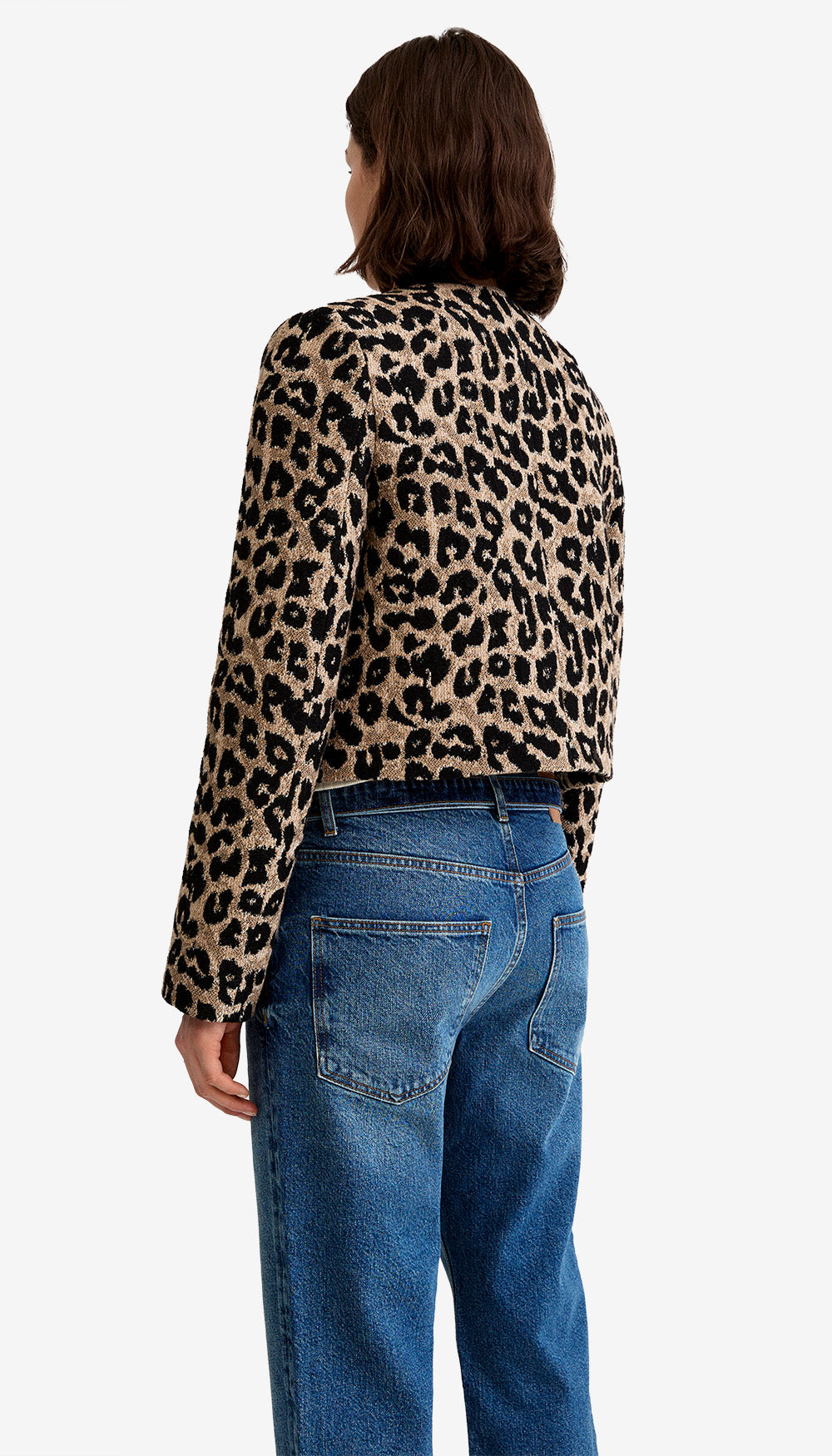 Collarless DB Mini Jacket in Leopard Jacquard | SMYTHE