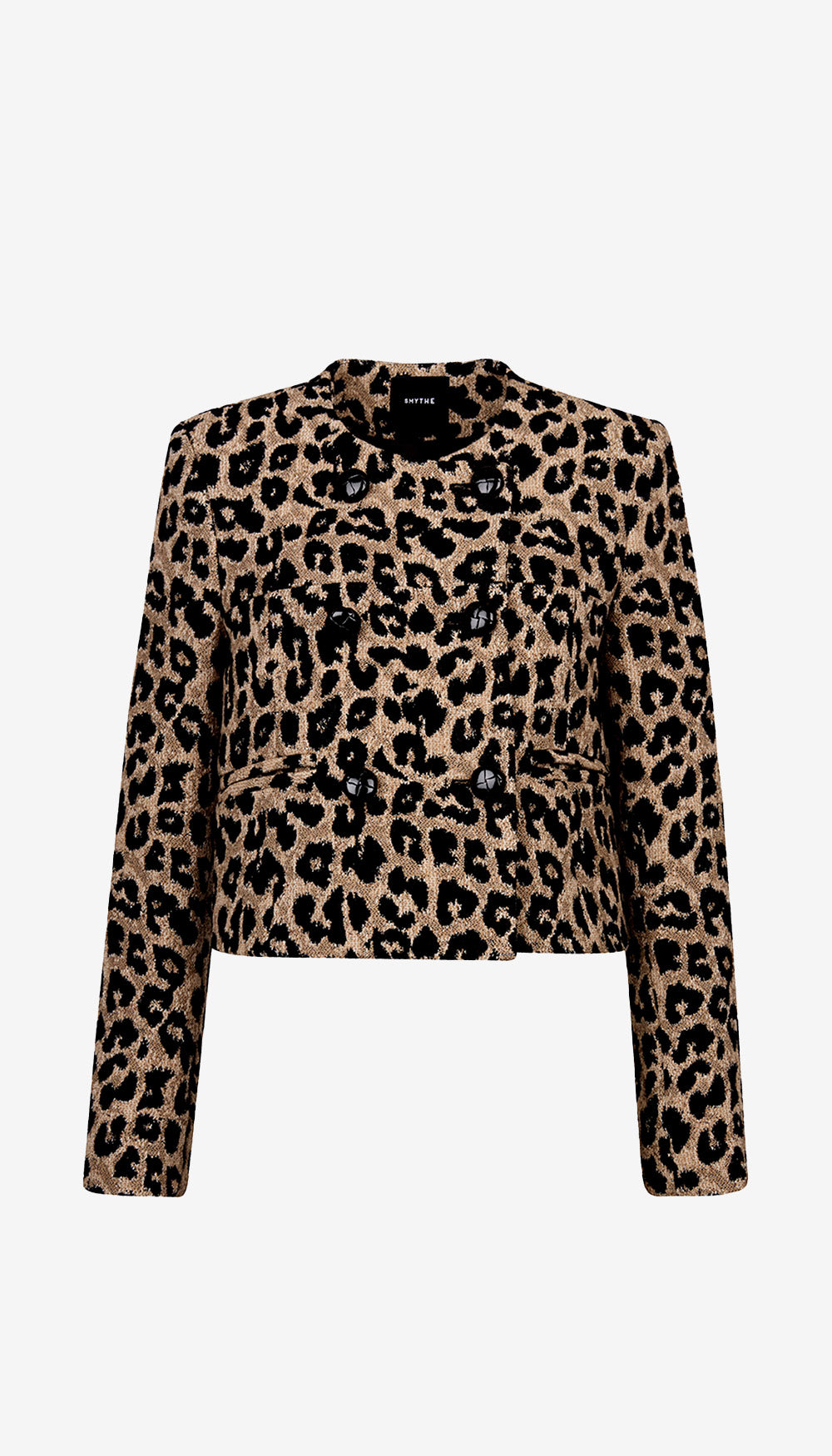 Collarless DB Mini Jacket in Leopard Jacquard | SMYTHE