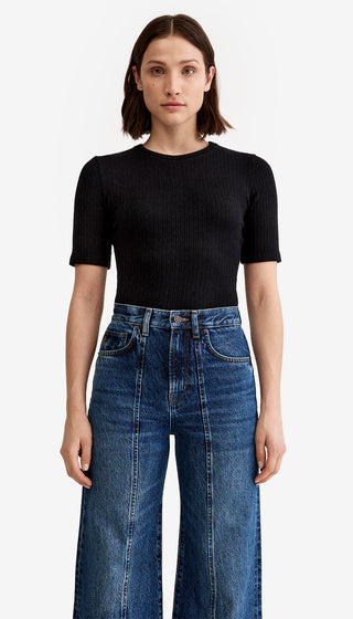 Elbow Sleeve Knit Crewneck