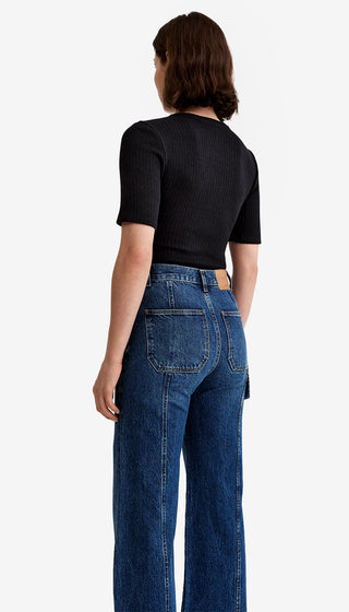 Elbow Sleeve Knit Crewneck