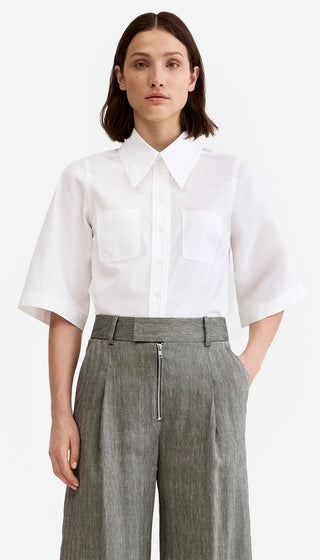 3/4 Sleeve Point Collar Shirt