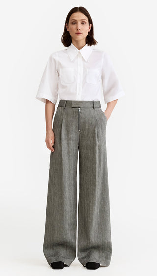 Exposed Zip Pleated Pant