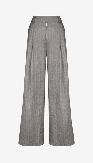 Gray wide-leg pants on a white background