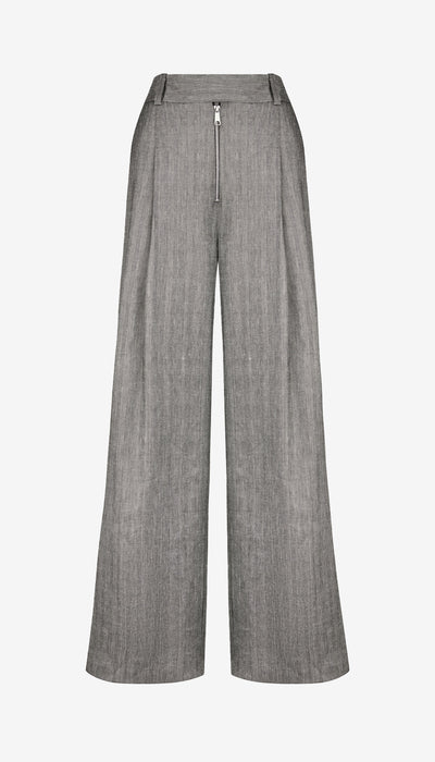 Gray wide-leg pants on a white background