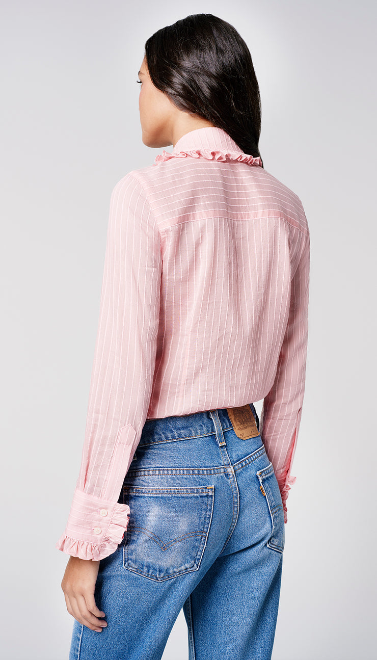 SMYTHE Ruffle Trim Shirt in Shell Pink – SMYTHE-US