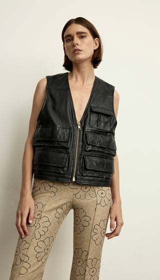 Leather Cargo Vest