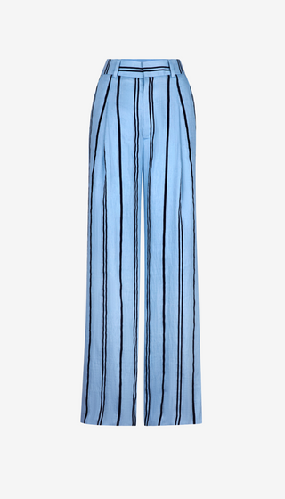 Blue striped pants on a white background