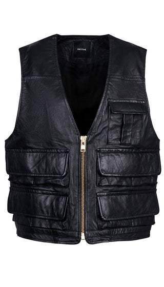 Leather Cargo Vest