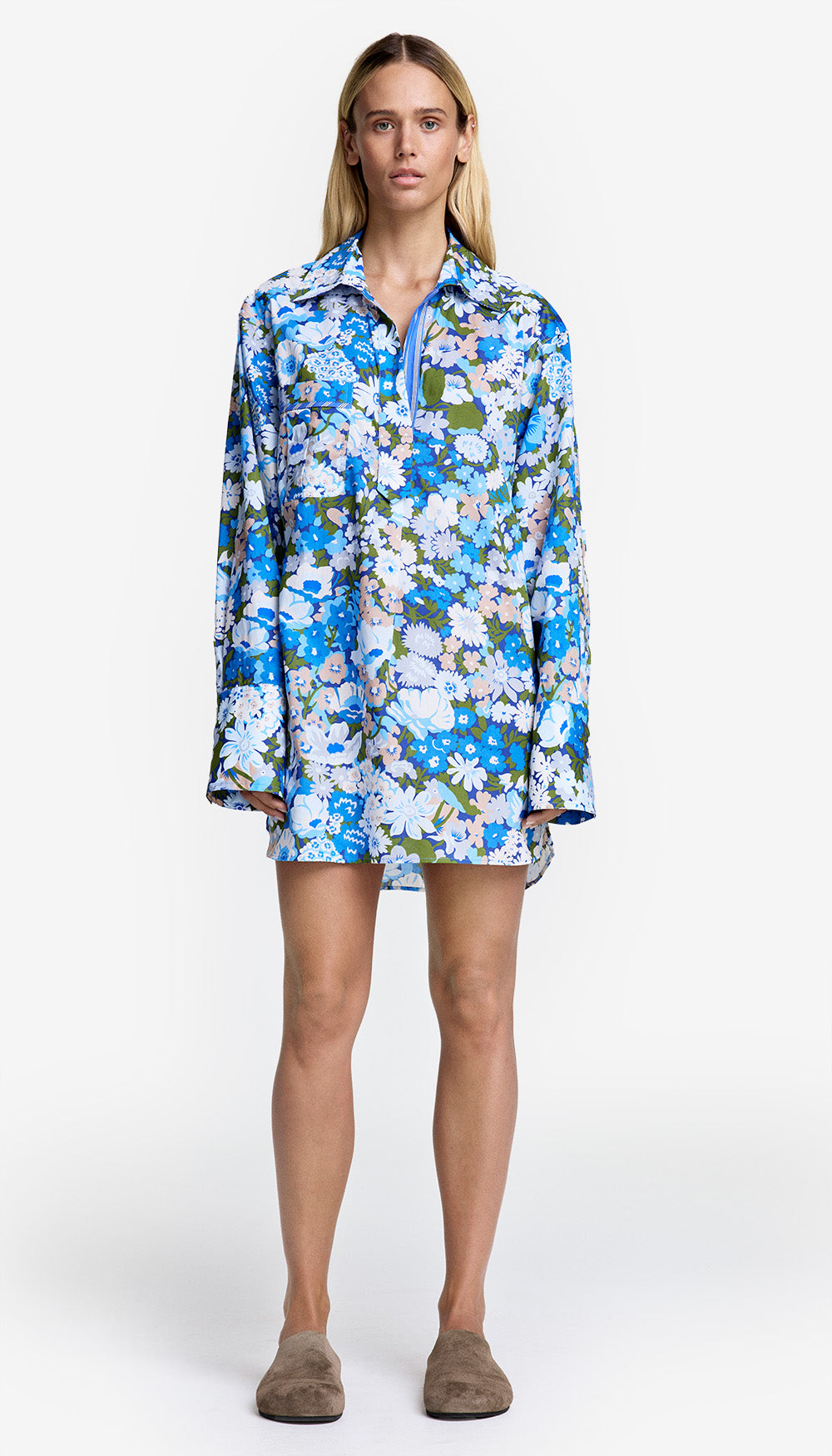 Over the Head Shirt Dress in Blue Liberty | SMYTHE Over the Head Shirt Dress in Blue Liberty | SMYTHE