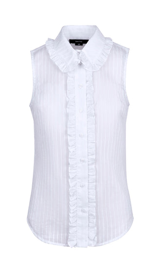 Sleeveless Ruffle Trim Shirt