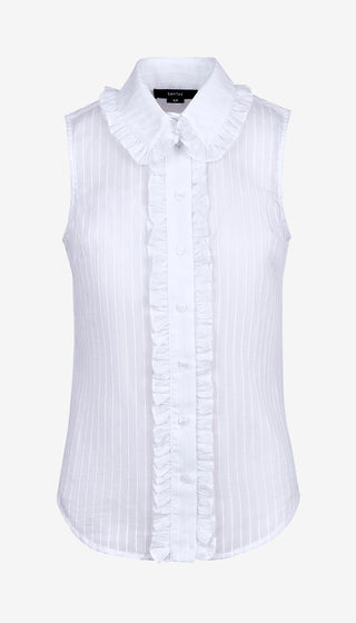 Sleeveless Ruffle Trim Shirt