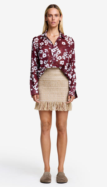 スカート MARGARIN FINGERS POCKET FRINGE SKIRT Fringe Leather Skirt in Turquoise for Cowgirls