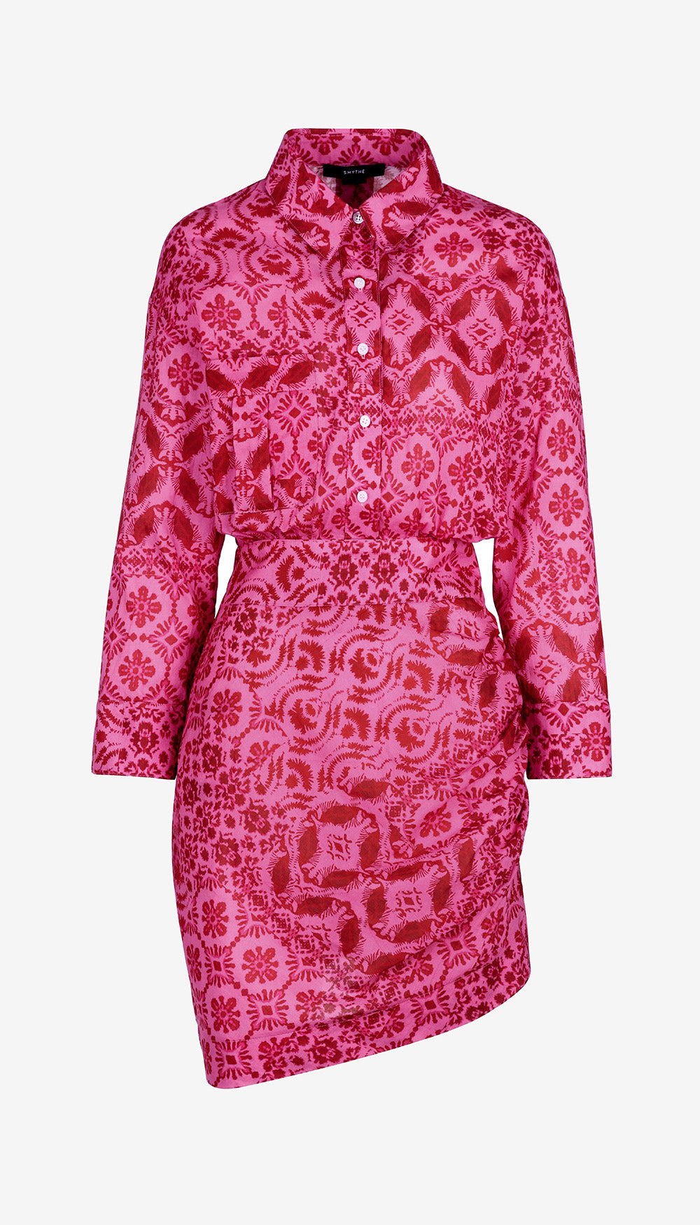 batik shirt dress Karen Kane Women's Long Sleeve Border Print Shirtdress, XL