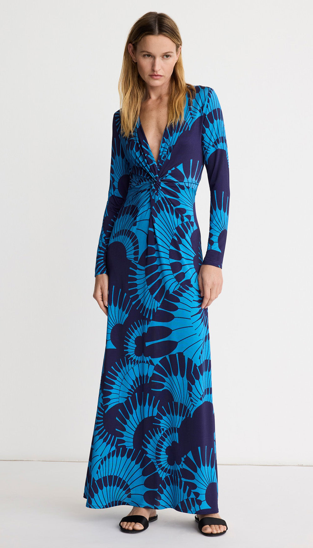 Waist Knot Dress in Navy Graphic | SMYTHE Waist Knot Dress in Navy Graphic | SMYTHE