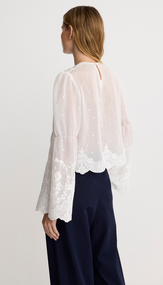 Embroidered Bell Sleeve Blouse