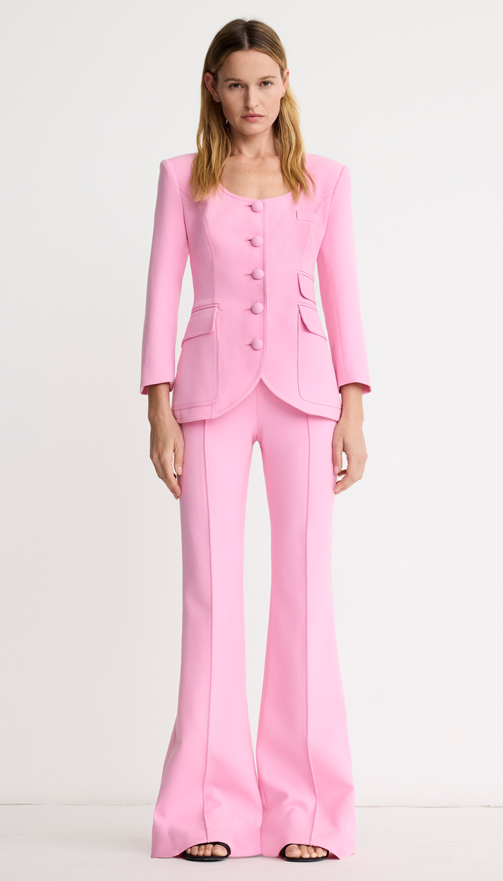 Pintuck Flare Pant in Hibiscus | SMYTHE Pintuck Flare Pant in Hibiscus | SMYTHE