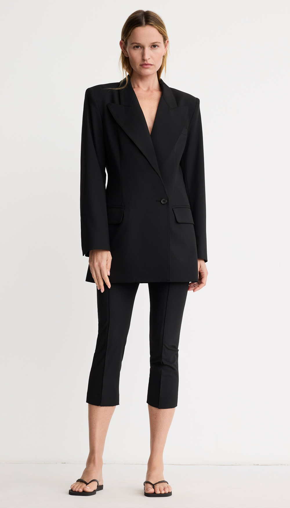One Button Asymmetrical Blazer in Raven | SMYTHE One Button Asymmetrical Blazer in Raven | SMYTHE