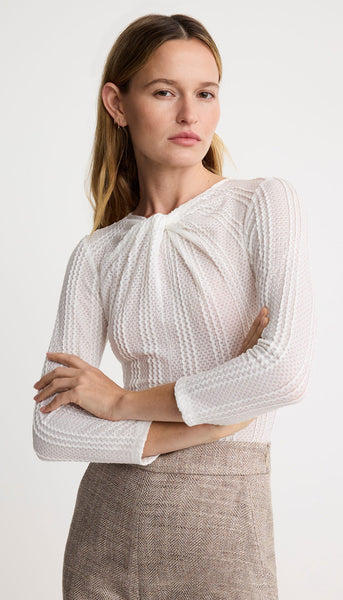Twist Neck Knit Top in White | SMYTHE
