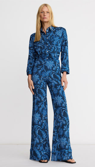 Piped Side Zip Palazzo Pant