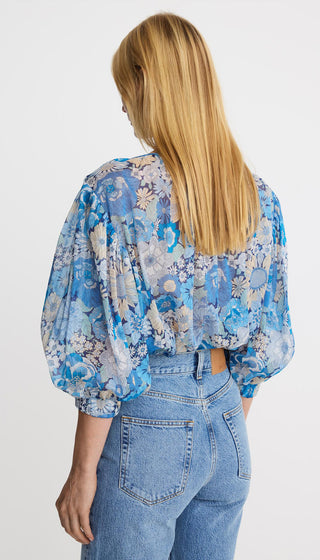 Shirred V-Neck Reversible Blouse
